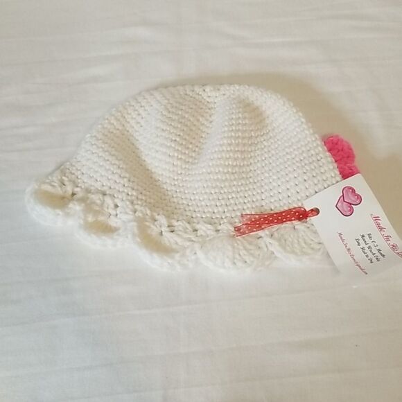Handcrafted Crocheted White Sun‎ Hat - Picture 4 of 5